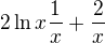 $2\ln x\frac{1}{x}+\frac{2}{x}$