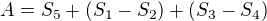 $A = S_5 + (S_1 - S_2) + (S_3 - S_4)$