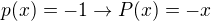 kopírovat do textarea $p(x)=-1 \to P(x)=-x$