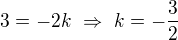 $3=-2k\ \Rightarrow\ k=-\frac32$