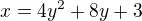 kopírovat do textarea $x=4y^2+8y+3$