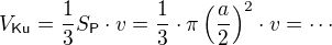 kopírovat do textarea $V_\mathsf{Ku}=\frac13 S_\mathsf{P}\cdot v=\frac13\cdot\pi\(\frac a2\)^2\cdot v=\cdots$