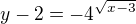$y-2=-4^{\sqrt{x-3}}$
