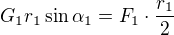 $G_1 r_1\sin \alpha_1 = F_1\cdot\frac{ r_1}2$