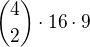 ${4\choose 2}\cdot 16\cdot9$