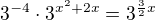 $3^{-4}\cdot 3^{x^{2}+2x} = 3^{\frac{3}{2}x}$