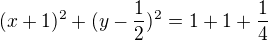 $(x+1)^2+(y-\frac12)^2=1+1+\frac14$