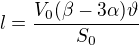 $l=\frac{V_0(\beta -3\alpha )\vartheta }{S_0}$