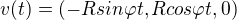 $v(t)=(-Rsin\varphi t, Rcos\varphi t, 0)$
