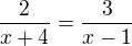 kopírovat do textarea $\frac{2}{x+4}=\frac{3}{x-1}$