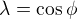 $\lambda=\cos\phi$