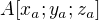 $A[x_a; y_a; z_a]$