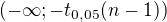$(-\infty;-t_{0,05}(n-1))$