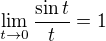 $\lim_{t \to 0}\frac{\sin t}{t} = 1$
