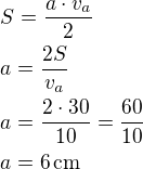 $S=\frac{a\cdot v_a}{2}\nla=\frac{2S}{v_a}\nla=\frac{2\cdot 30}{10}=\frac{60}{10}\nla=6\,\textrm{cm}$