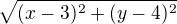 kopírovat do textarea $\sqrt{(x-3)^{2}+(y-4)^{2}}$