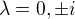 $\lambda=0,\pm i$