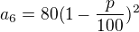 $a_{6}=80(1-\frac{p}{100})^{2}$