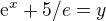 $\mathrm{e}^{x}+5/e=y$