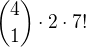 ${4\choose1}\cdot2\cdot7!$