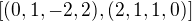 $[(0, 1, -2, 2), (2, 1, 1, 0)]$