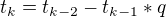 $t_k=t_{k-2} - t_{k-1}*q$