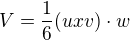 kopírovat do textarea $V=\frac{1}{6}(u x v)\cdot w$