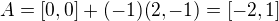 $A = [0, 0] + (-1)(2 , -1) = [-2, 1]$