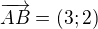 $\overrightarrow{AB}=(3;2)$