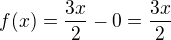$f(x)=\frac{3x}{2}-0=\frac{3x}{2}$