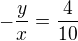 $-\frac{y}{x}=\frac{4}{10}$