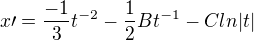 $x\prime=\frac{-1}{3}t^{-2}-\frac{1}{2}Bt^{-1}-Cln|t|$