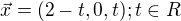$\vec{x}=(2-t,0,t);t \in R$