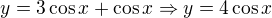 $y=3\cos x+\cos x\Rightarrow y=4\cos x$