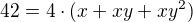 $42=4\cdot (x+xy+xy^{2})$