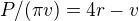 $P/(\pi v) = 4r-v$