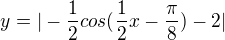 $y=|-\frac{1}{2}cos(\frac{1}{2}x-\frac{\pi}{8})-2|$