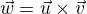 $\vec{w} = \vec{u} \times \vec{v}$