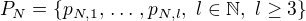 $P_N=\{p_{N,1},\,\ldots\,,p_{N,l},\ l\in\mathbb{N},\ l\geq 3\}$