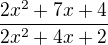 kopírovat do textarea $\frac{2x^2+7x+4}{2x^2+4x+2}$