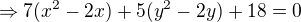 $\Rightarrow 7(x^{2}-2x)+5(y^{2}-2y)+18=0$