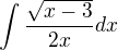 $\int\frac{\sqrt{x-3}}{2x}dx$