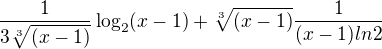 $\frac{1}{3\sqrt[3]{(x-1)}}\log_{2}(x-1) + \sqrt[3]{(x-1)} \frac{1}{(x-1)ln2}$