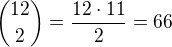 ${12\choose 2}=\frac{12\cdot 11}2=66$