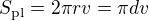 $S_{\text{pl}}= 2\pi r v = \pi d v$