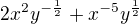 kopírovat do textarea $2x^{2}y^{-\frac{1}{2}} + x^{-5}y^{\frac{1}{2}}$