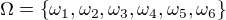 $\Omega = \{\omega _{1},\omega _{2},\omega _{3},\omega _{4},\omega _{5},\omega _{6}\}$