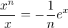 kopírovat do textarea $\frac{x^{n}}{x}=-\frac{1}{n}e^{x}$