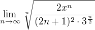 $\lim_{n \to \infty}\sqrt[n]{\frac{2x^n}{(2n+1)^2 \cdot 3^{\frac{n}2}}}$