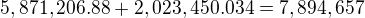 $5,871,206.88 + 2,023,450.034=7,894,657$